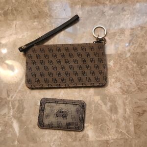Dooney & Bourke Black and Brown Monogram Wristlet Set